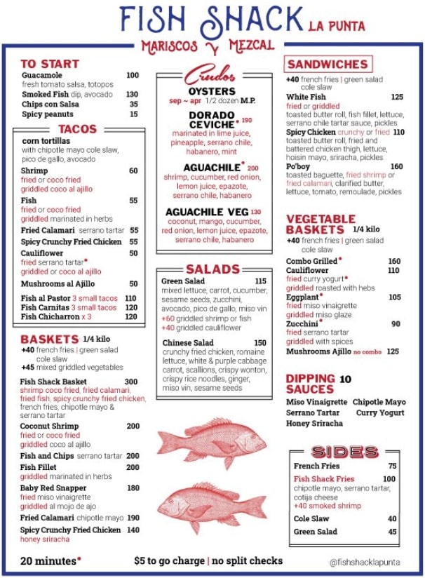 fish shack puerto escondido menu food