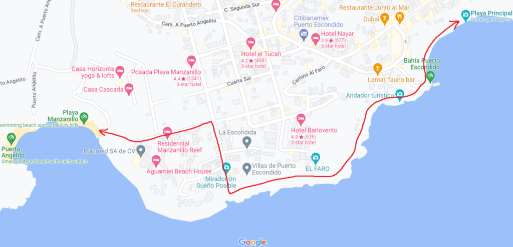 map of playa principal coastal walk