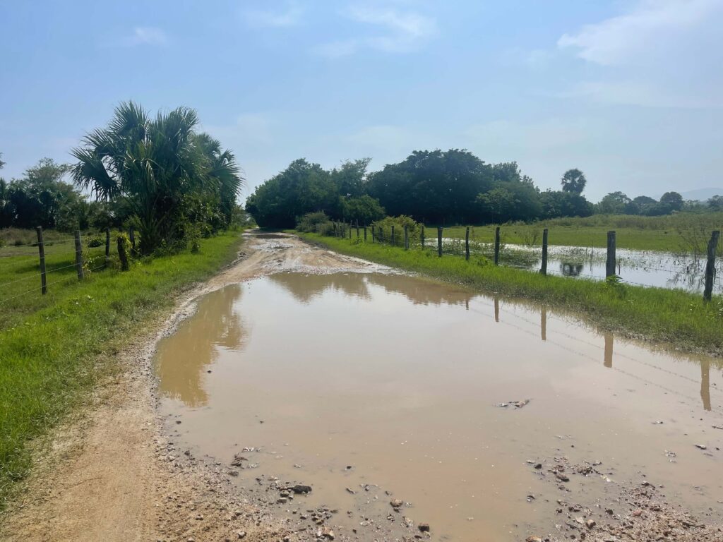 road to puerto suelo flooded